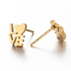 GOLD Love Heart Earring Pair